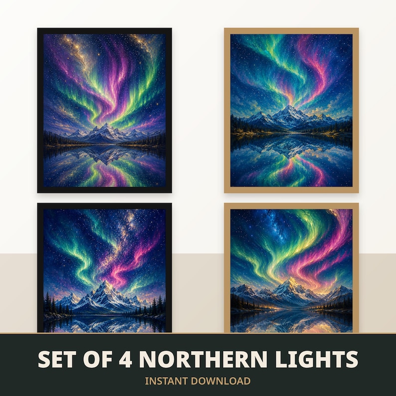 Set of 4 Aurora Borealis Prints — printable wall art