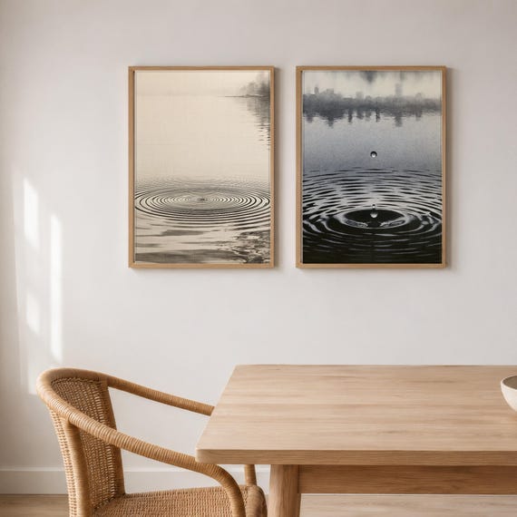 Set of 2 Water Ripples And Misty Shore Prints