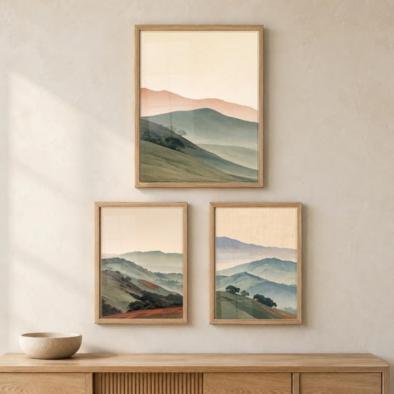 Set of 3 Rolling Hills Landscape Prints