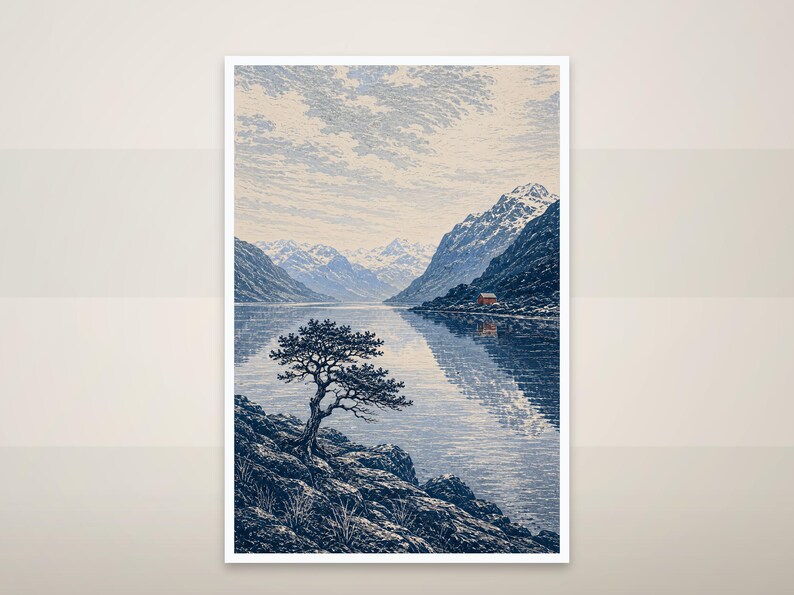 serene mountain lake — printable wall art