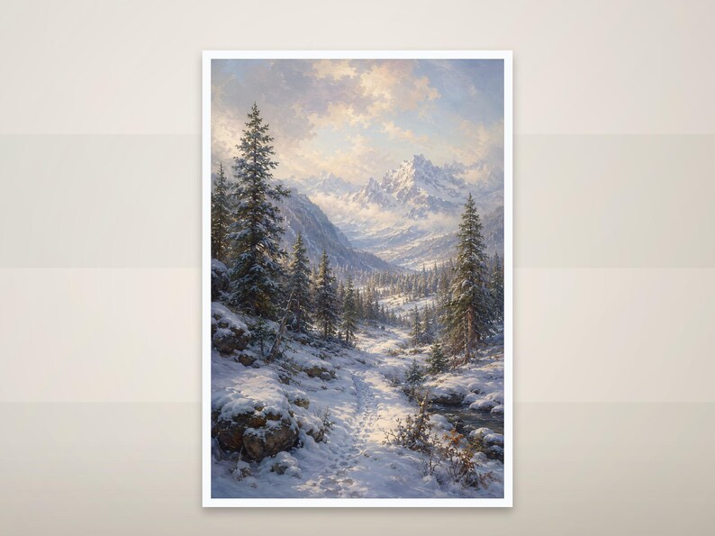 winter mountain landscapes — printable wall art