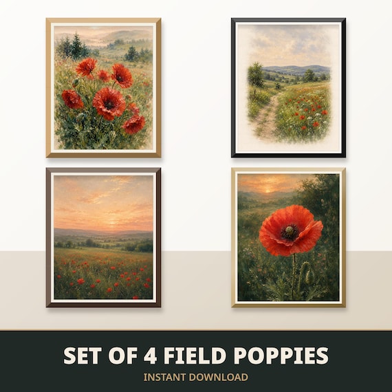 Set of 4 Field Poppies Prints