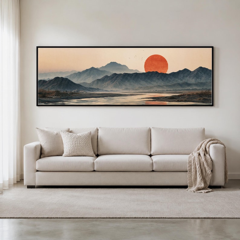 Mountains River Sunset Print — printable wall art