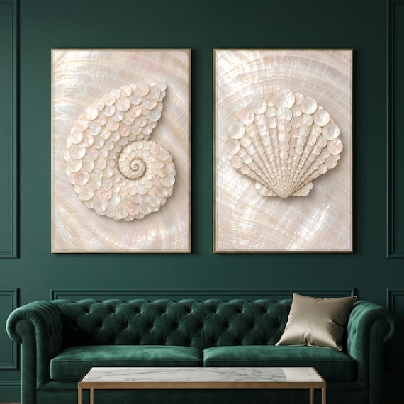Set of 2 Nautilus Shell Spiral Prints