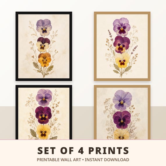 Stacked Pansy Flower Prints