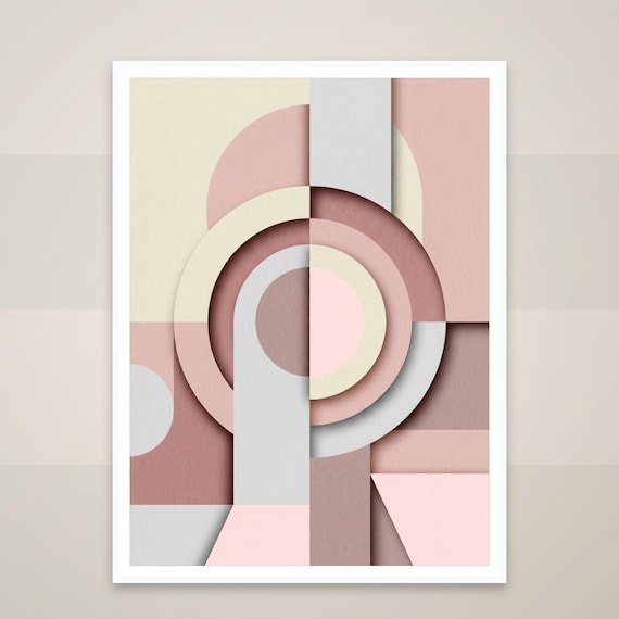 Blush Beige Geometric Print