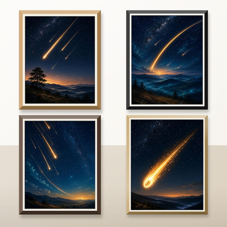 Set of 4 Meteor Shower Prints — printable wall art
