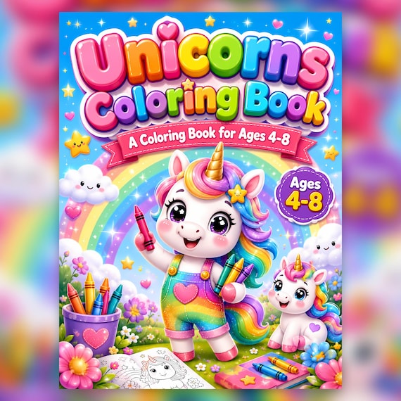 Unicorns Coloring Book for Kids Ages 4-8