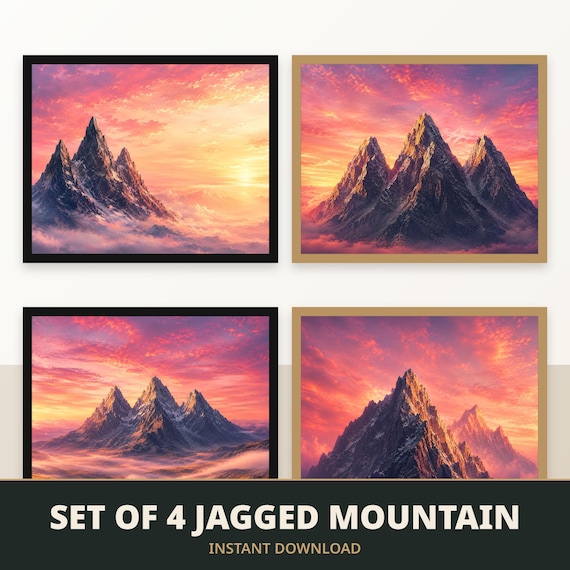 Set of 4 Jagged Mountain Prints
