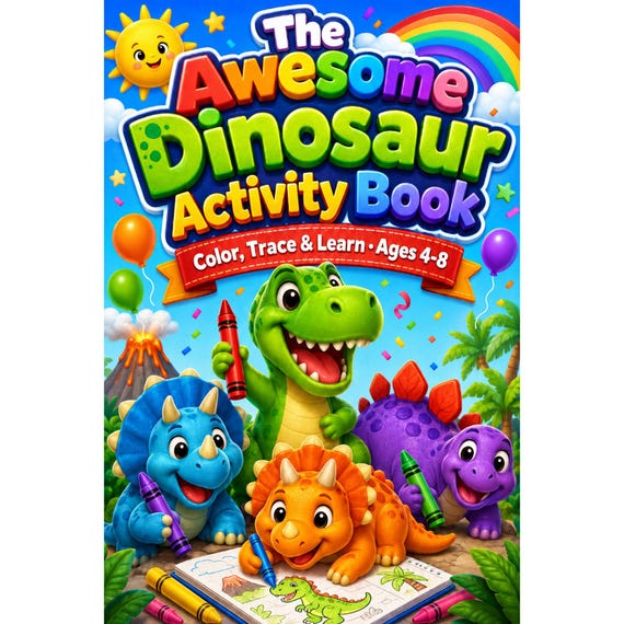 Dinosaur Activity Book for Kids Ages 4-8