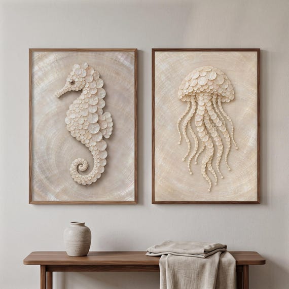 Set of 2 Seahorse and Jellyfish Prints