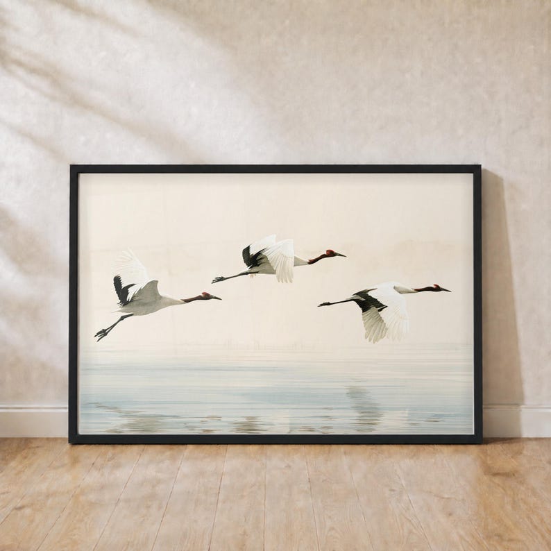 Cranes Flying Print — printable wall art