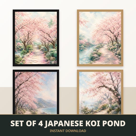 Set of 4 Japanese Garden Prints