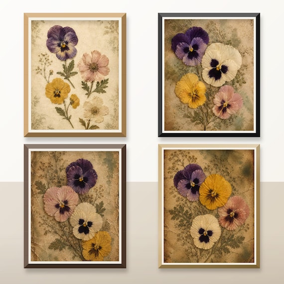 Set of 4 Botanical Pressed Flower Prints