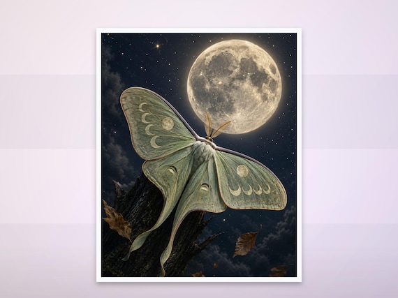 Set of 4 Painterly Luna Moth Prints