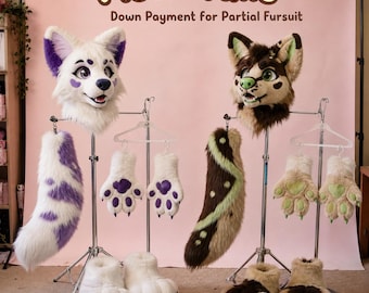 Custom Fursuit Partial Down Payment | Head + Paws + Feet + Tail | Kawaii Toony Designer Kemono Build Slot Reservation