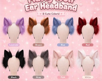 Diadema de orejas de lobo de piel sintética hecha a mano / Accesorio peludo para cosplay de Therian / Orejas de animales / 11 colores