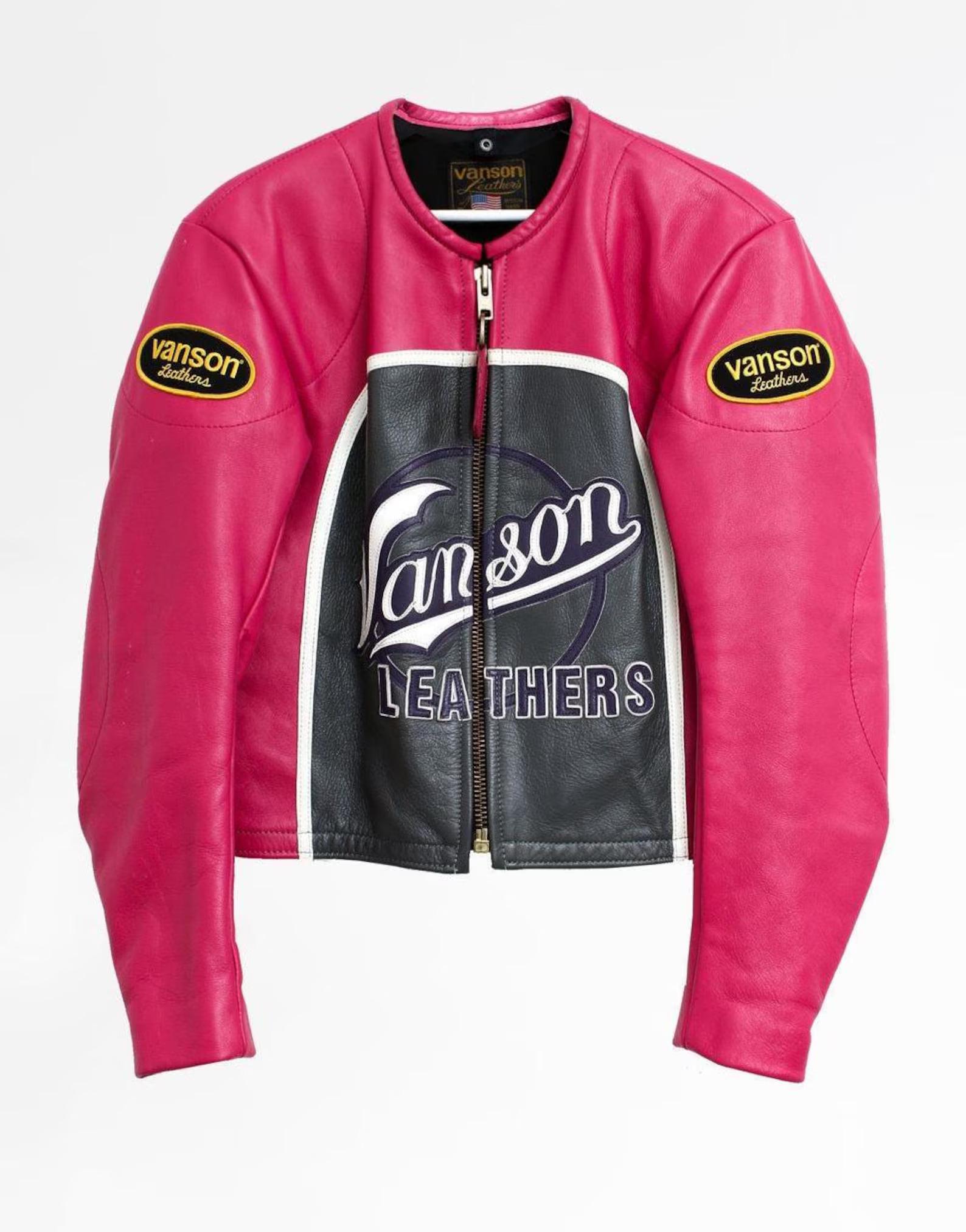 Vanson Performance Pink Motorbike Leather Jacket, Genuine Cowhide