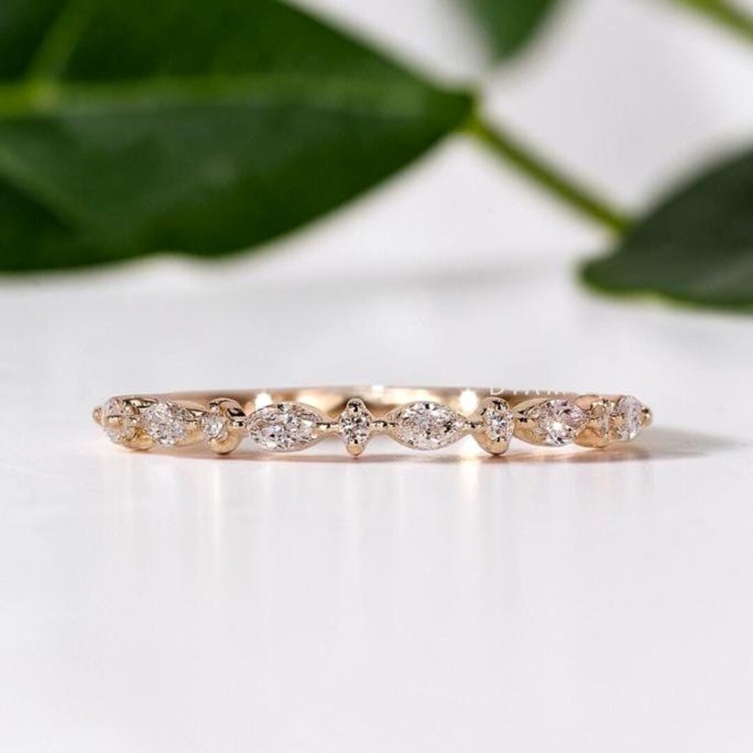 Alternating Marquise and Round Cut Lab Grown Diamond Band Marquise ...