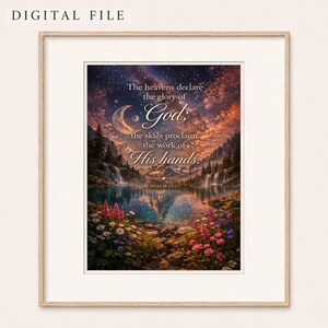 Psalm 19:1 Bible Verse Wall Art Printable, Christian Wall Decor, Scripture Print, Christian Home Decor, Digital Download