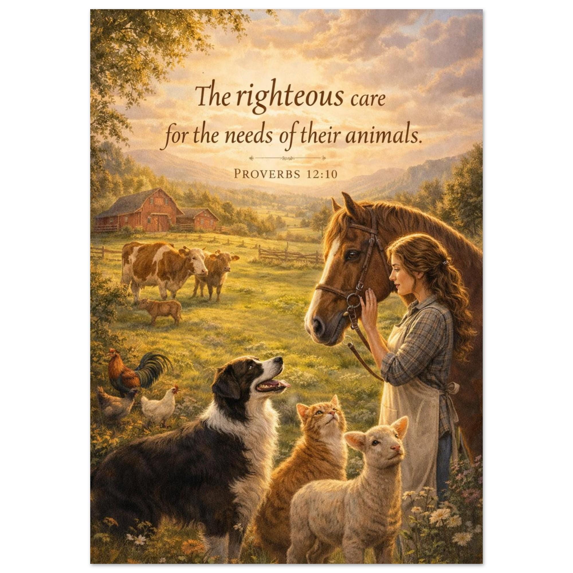 Scripture About Animals Proverbs 12:10 Bible Verse Print | Farm Animals, Dog, Cat, Lamb ...