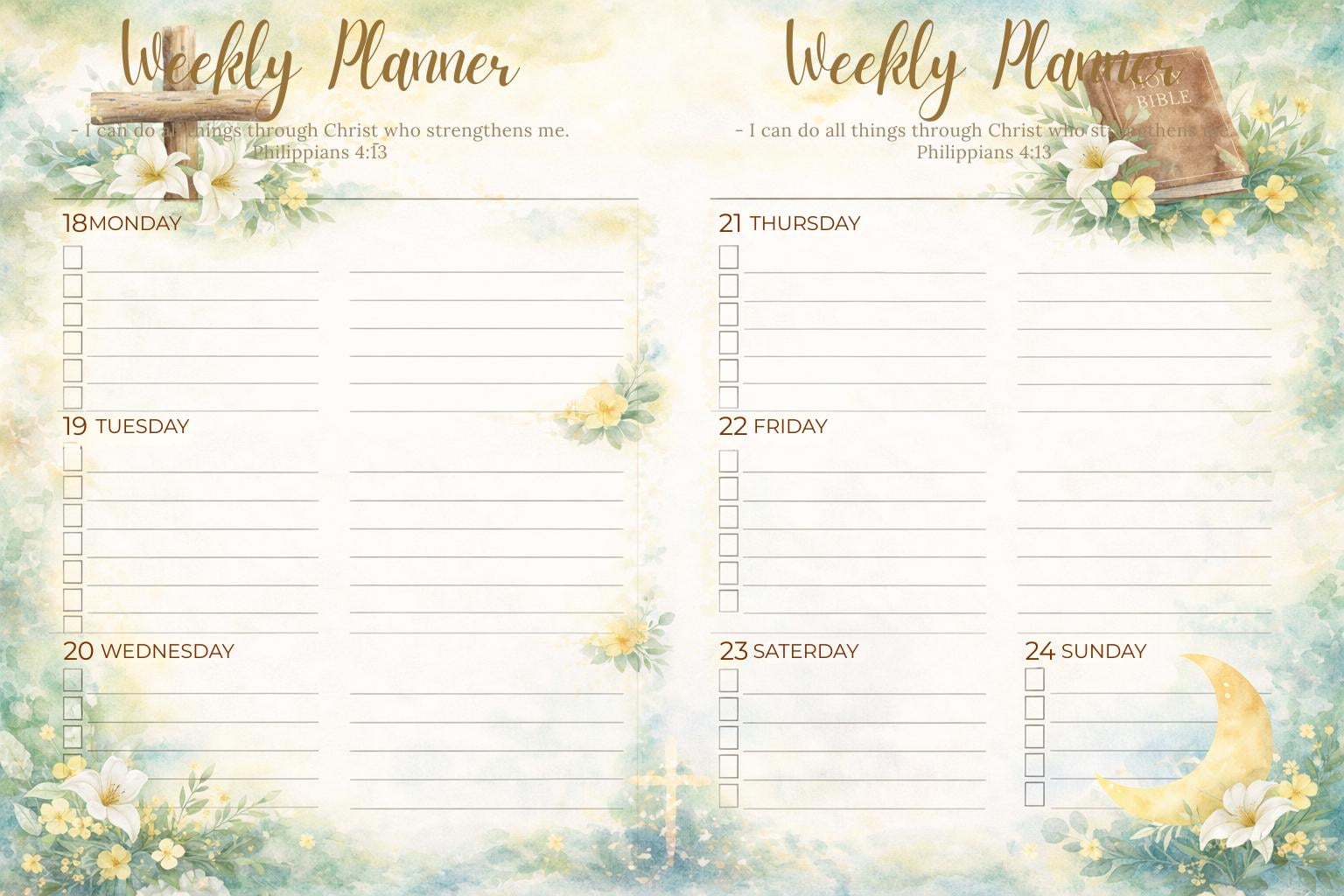 2027 Christian Planner Printable | Weekly & Monthly Faith Planner ...
