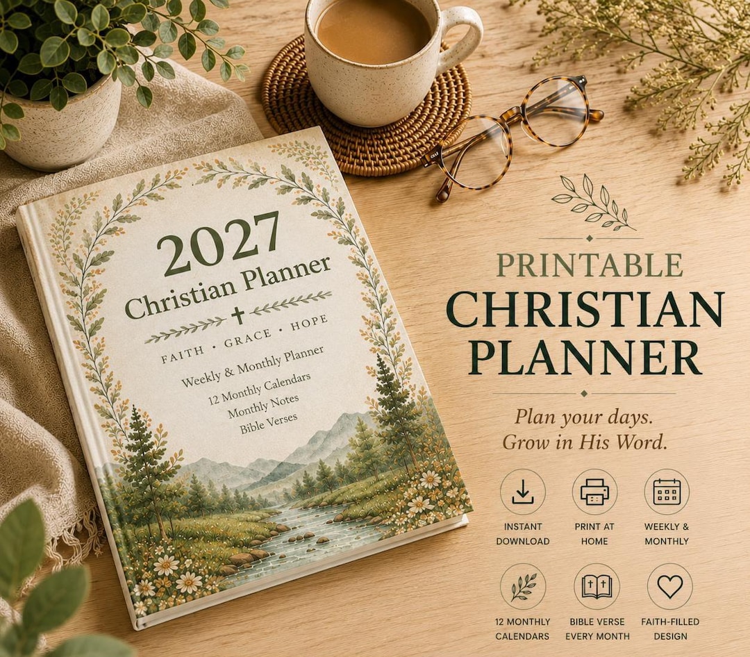 2027 Christian Planner Printable | Weekly & Monthly Faith Planner ...