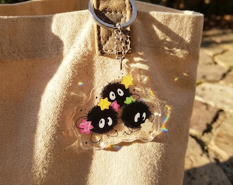 Soot Sprite Acrylic Keychain, Susuwatari Star Candy Keyring, Ghibli Inspired Bag Charm