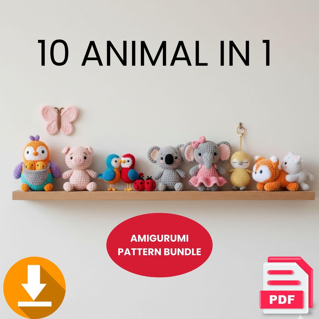 Crochet Animal Amigurumi Patterns – Bundle of 10 (PDF Pattern - Etsy