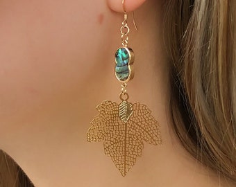 Abalone Leaf Earrings