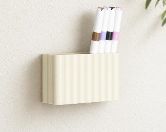 Heavy Duty No-Drill Floating Organizer, Strong Adhesive Wall Mount Storage Bin with Adjustable Divider, Aesthetic Multi-Color Wave Box