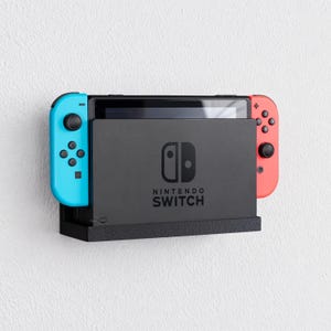 Nintendo Switch 1/OLED Dock Wall Mount Holder, Screw-Mounted Bracket Compatible with Nintendo Switch Dock, Space Saving TV Gaming Setup Rack
