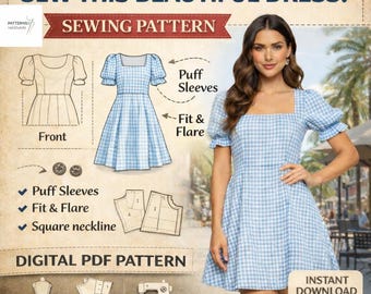 Babydoll Dress Pattern | Doll Dress Pattern | Mini Sewing Pattern | Summer Dress Pattern | PDF Pattern | Instant Download | Dress for Women
