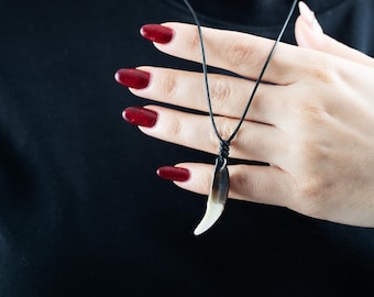 Collana con vero dente di lupo, autentico ciondolo a forma di zanna, amuleto tribale, gioiello con animale spirituale, regalo rustico per uomo, ciondolo con natura selvaggia, talismano