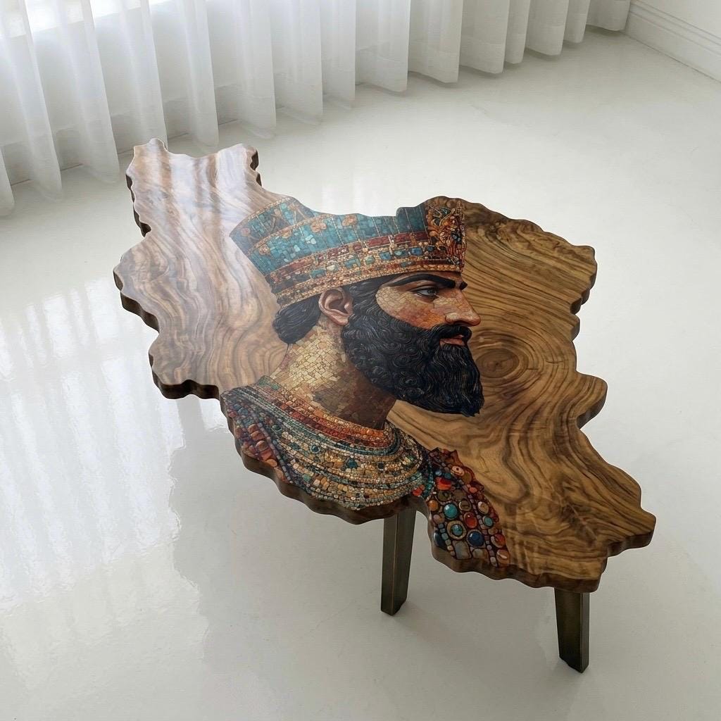 Handmade Iran Map Coffee Table - Persian Map Plywood Center Table ...
