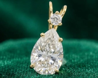 Pear Cut Moissanite Pendant | Classic Teardrop Diamond Gold Pendant | Gift for Women | Minimal Bridal Jewelry | Anniversary Gift For Her