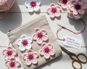 Kirschblüte Häkelanleitung | Sakura Blume häkeln | Einfache Anfänger Blumen Applikation