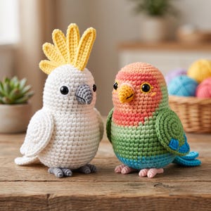 Amigurumi-haakpatroon papegaai en dwergpapegaai (pdf-patroon)