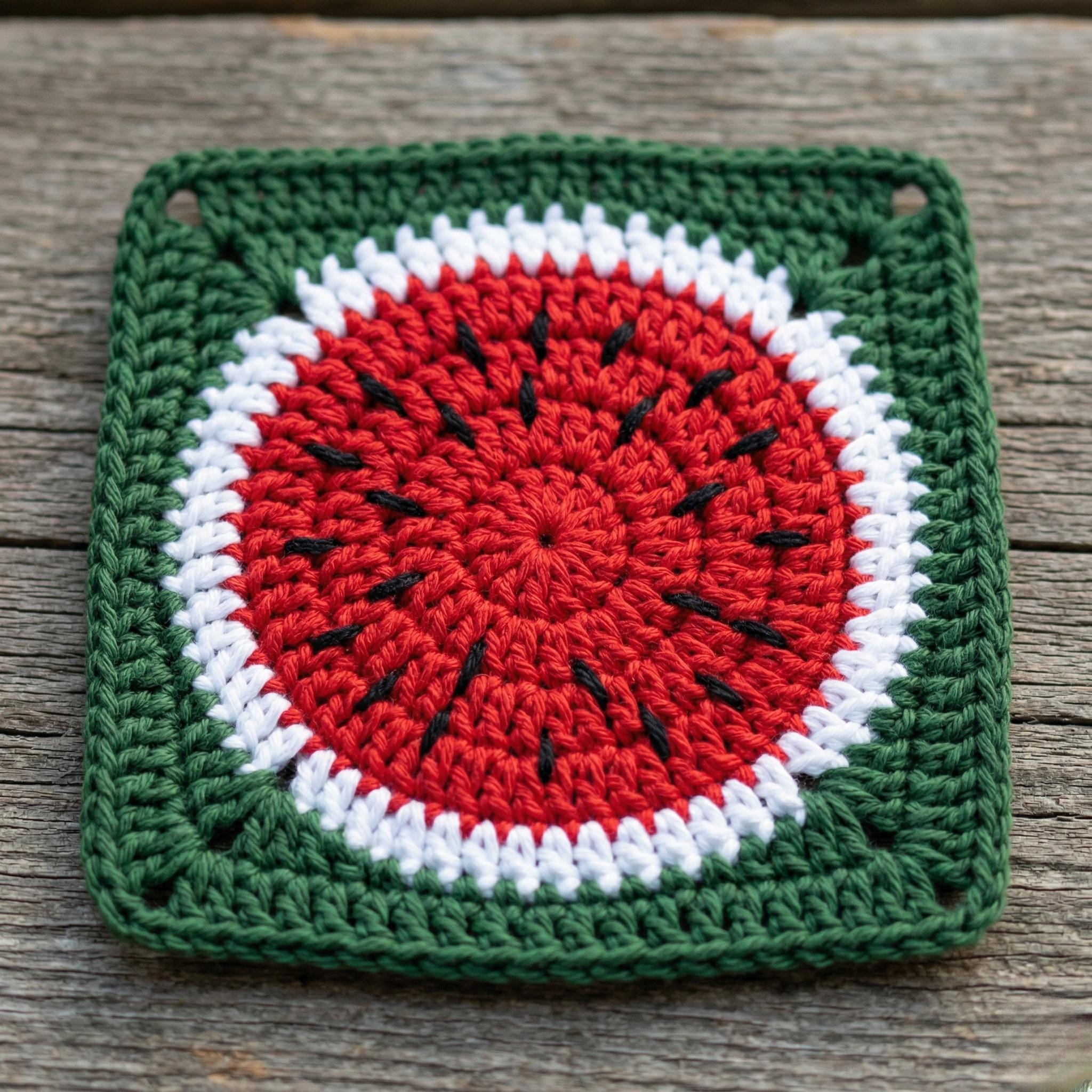 39 Crochet Watermelon Patterns to Cheer You Up 8 Watermelon Granny Square Crochet
