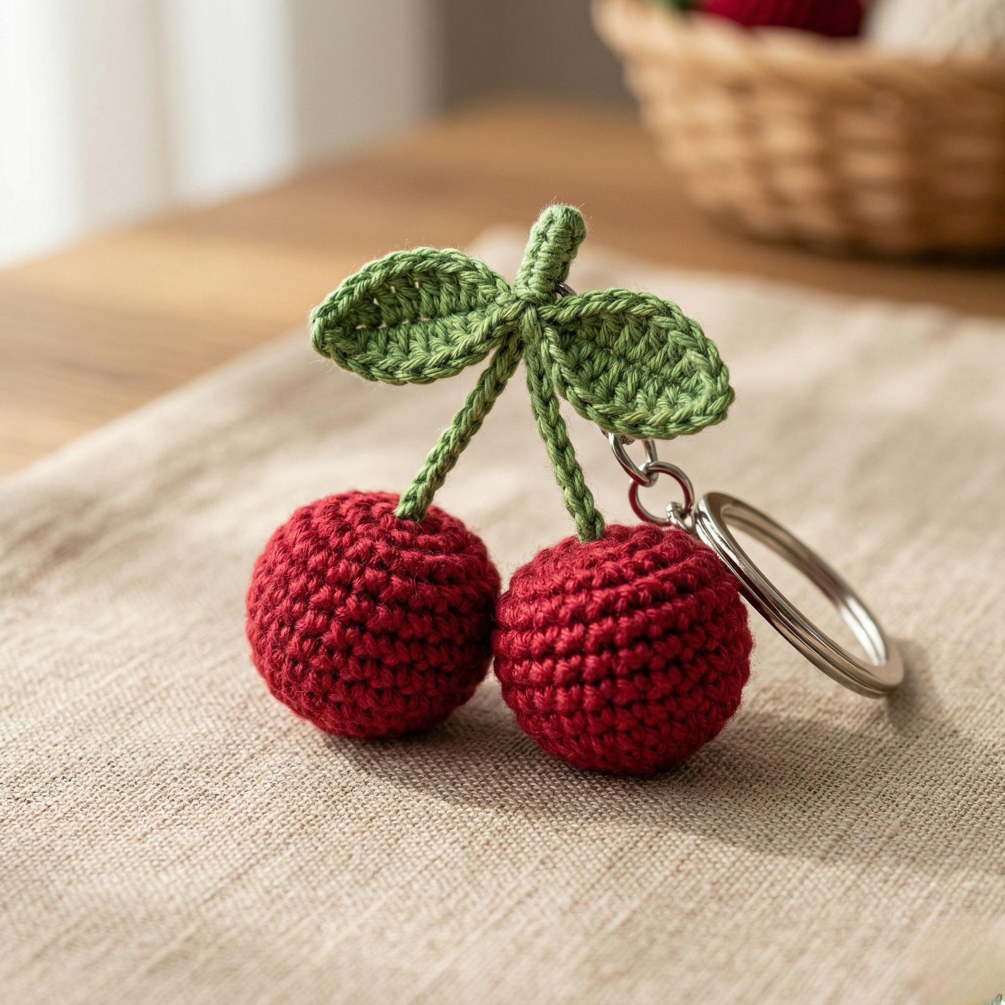 HSYWSH Portachiavi in cristallo ciliegia, Ciondoli Borse di Ciliegia, Ciondolo a Forma di Ciliegia, Accessorio alla moda per borsa o chiave Regalo, Idea Regalo per Donne (argento