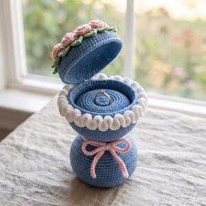 Crochet Bouquet Ring Box Pattern | Valentine Gift | Floral Engagement Ring Holder