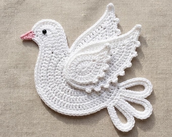 Crochet Dove Applique Pattern – Easy Bird Motif (PDF Pattern)