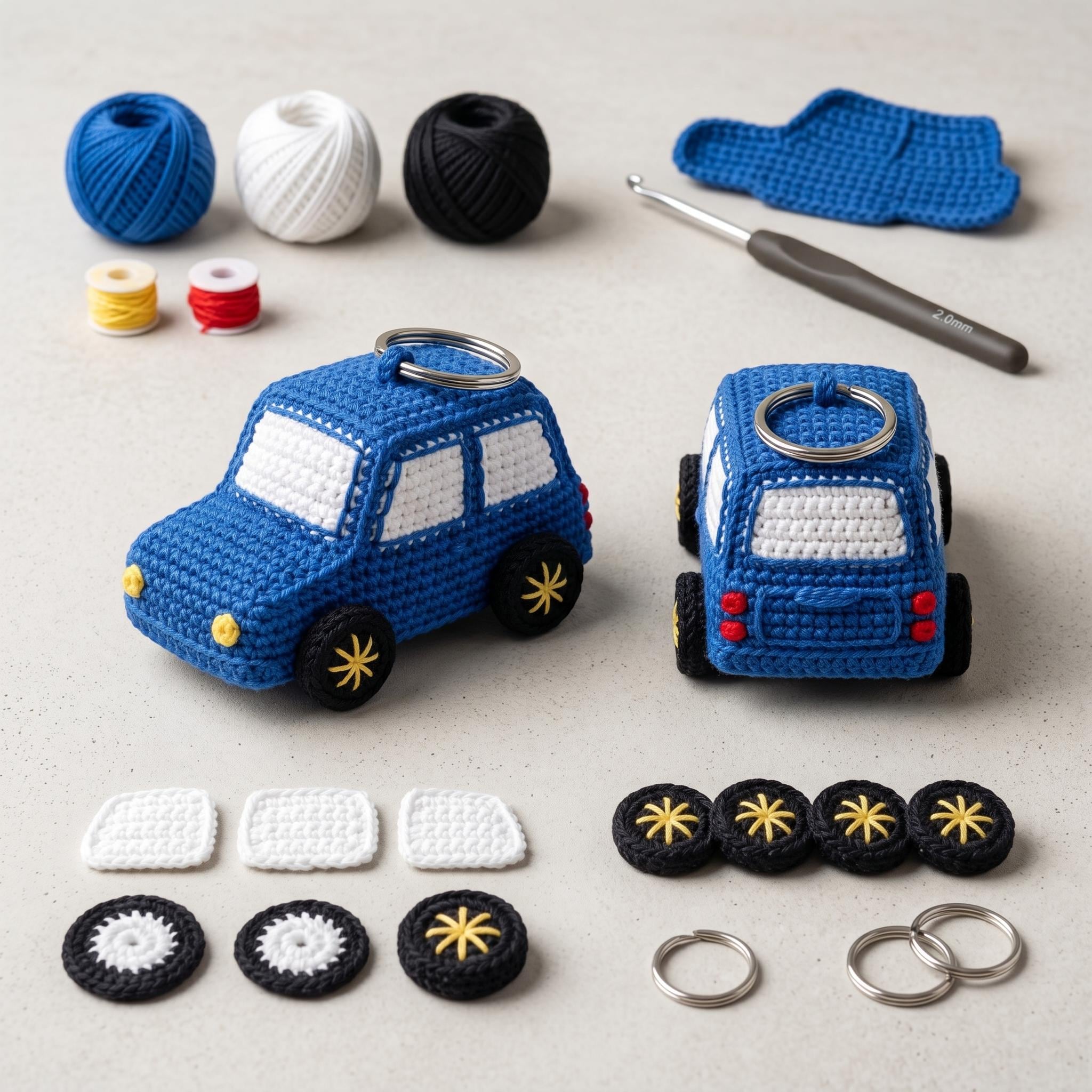 Crochet Car Keychain Pattern PDF | Amigurumi Vehicle Plush (digital ...