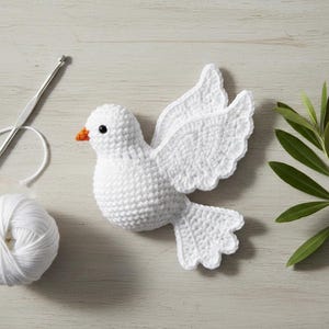 Crochet Peace Dove Applique Pattern – Easy Beginner PDF for Ornaments, Keychains & Patches