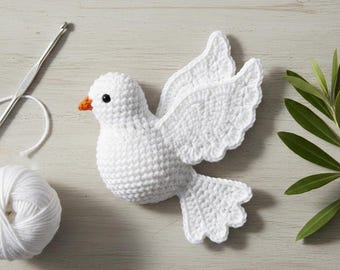 Crochet Peace Dove Applique Pattern – Easy Beginner PDF for Ornaments, Keychains & Patches
