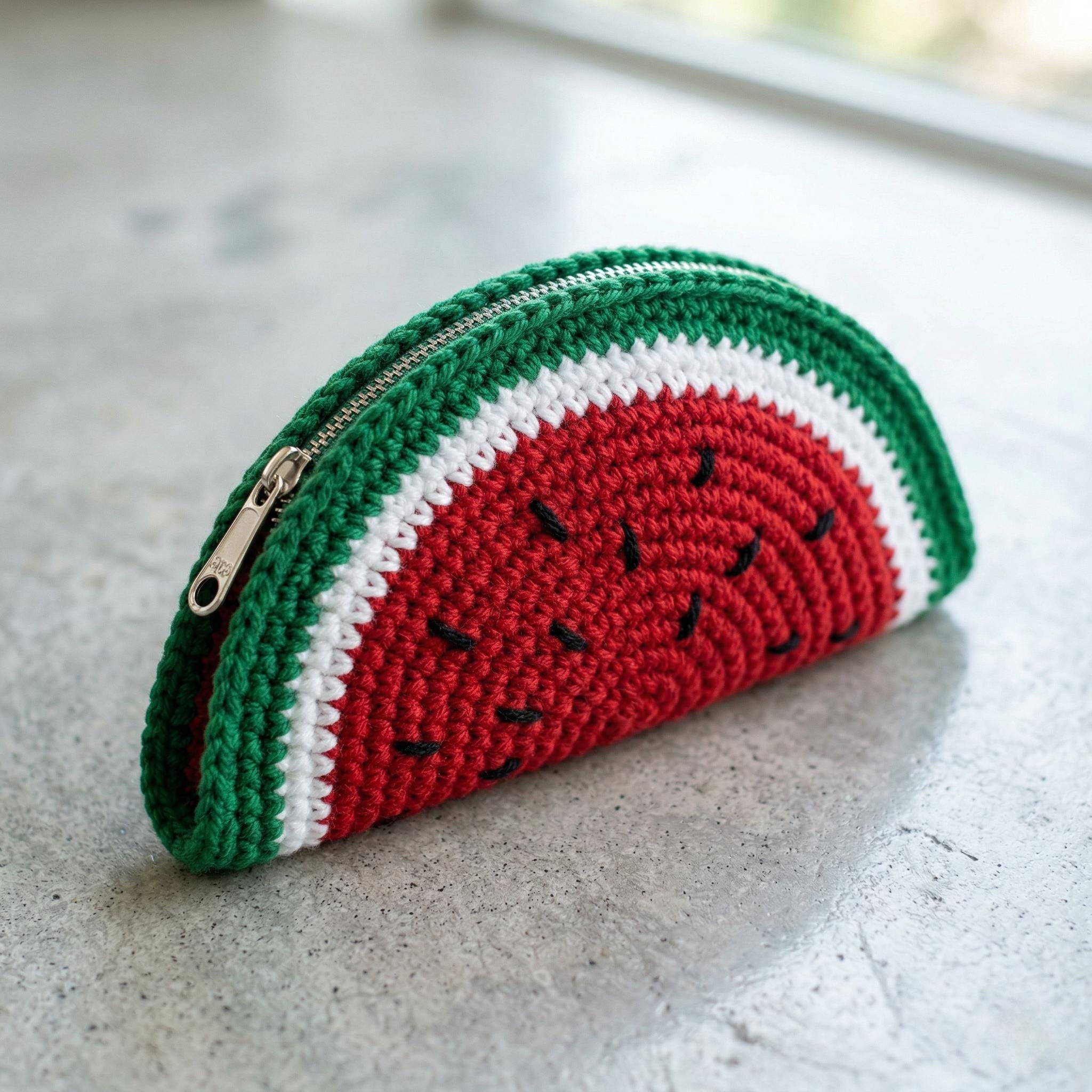40 Small Purse Crochet Patterns for Chic, Portable Bags and Mini Accessories 34 Crochet Watermelon Pouch