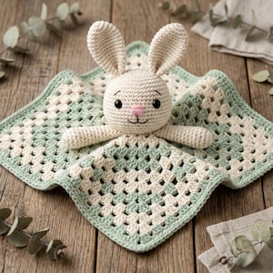 Easy Crochet Baby Bunny Lovey Pattern | Amigurumi Bunny with Granny Square Blanket for Beginners