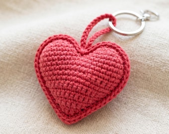 Crochet Heart Keychain Pattern – Easy Padded Amigurumi Heart PDF