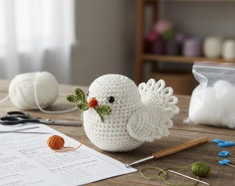Peace Dove Crochet Pattern – Beginner Amigurumi Bird (PDF Download)