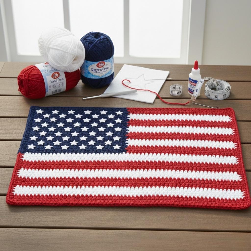 39 American Flag Crochet Patterns to Show Your Patriotic Style 30 American Flag Crochet Placemat Pattern Patriotic Decor